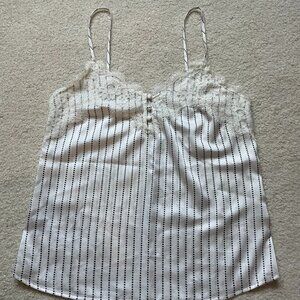 Abercrombie White Stripped Lace Tank, size Extra Small